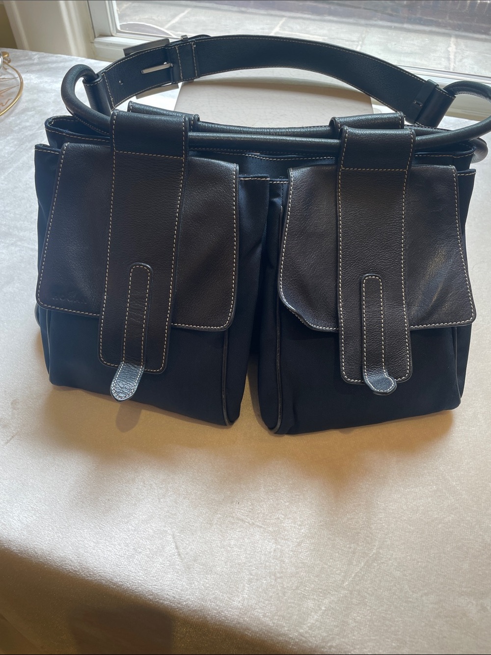 Vintage Hogan navy Double-Pocket Belt Bag